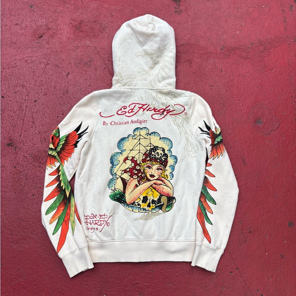 Ed Hardy Tattoo-Inspired White Hoodie